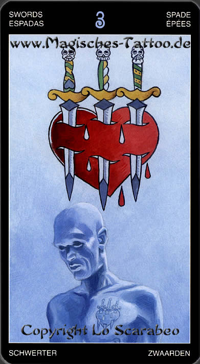 Three of Swords Tattoo Flash template