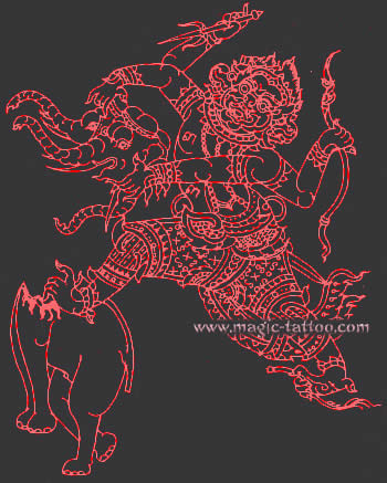 Sak Yant Hanuman and Erawan tattoo