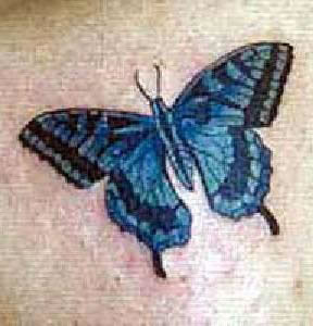 Blue butterfly tattoo