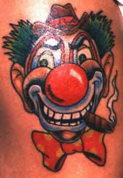 Clown with cigar tattoo