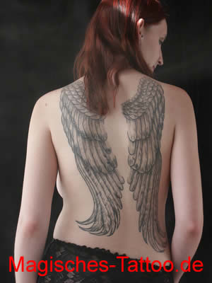 Angel wings back tattoo