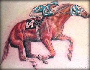 Horse with Jockey tattoo